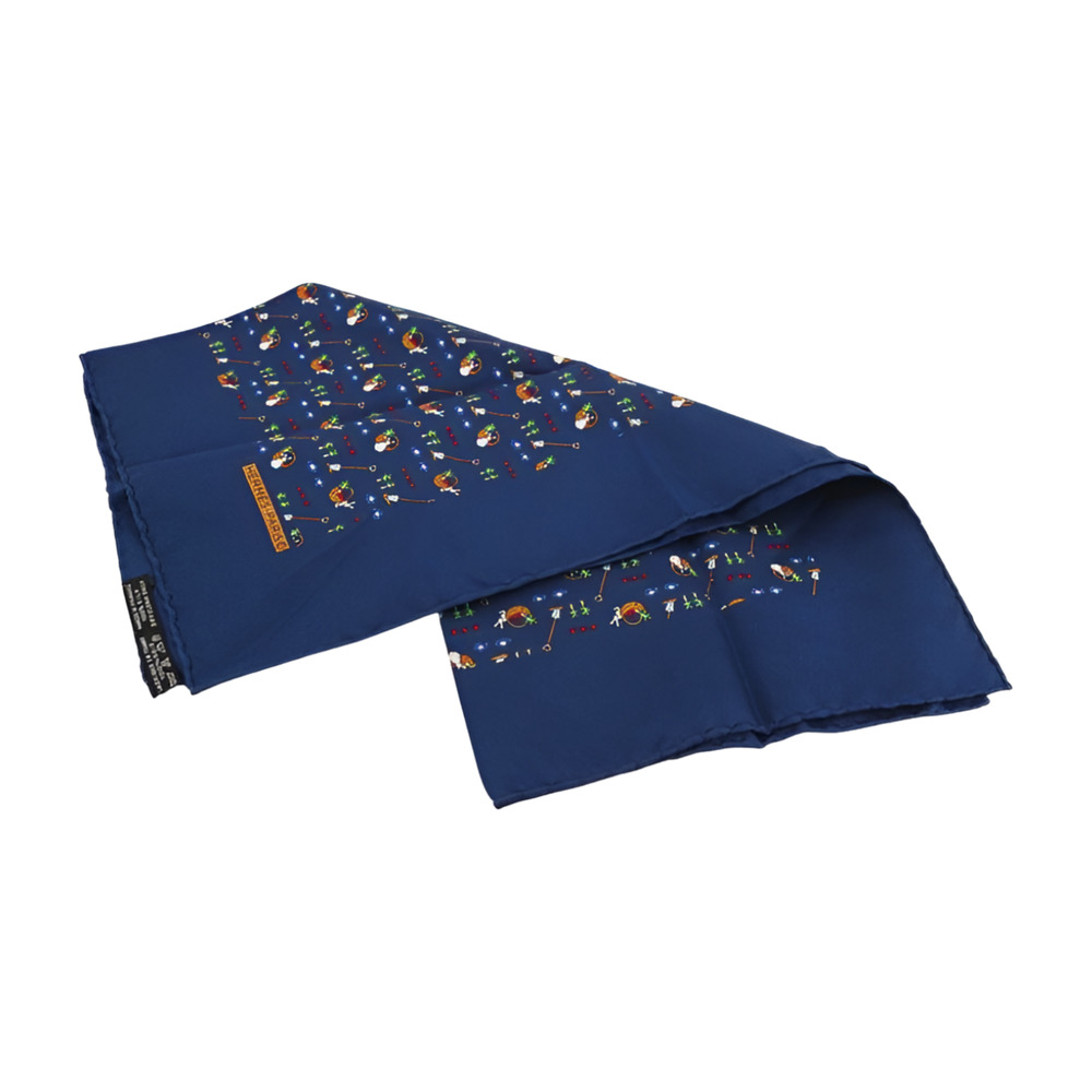 6495 - Hermes Lapins Rabbits Silk Scarf - Navy - Picture 2 of 3